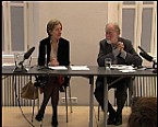 Bild: Heinrich Schneider und Sonja Puntscher-Riekmann beim Vortrag ''Verfassungsrichter: Totengrber der EU-Integration?''