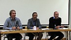 Bild: Ewald Hiebl, Hans Holzinber und Stefan Wally bei der Ringvorlesung an der Universitt Salzburg anlsslich des 100. Geburtstags Robert Jungks